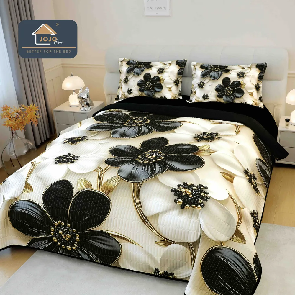 Cuvertură de pat cu imprimare digitală 5D — Negru 2