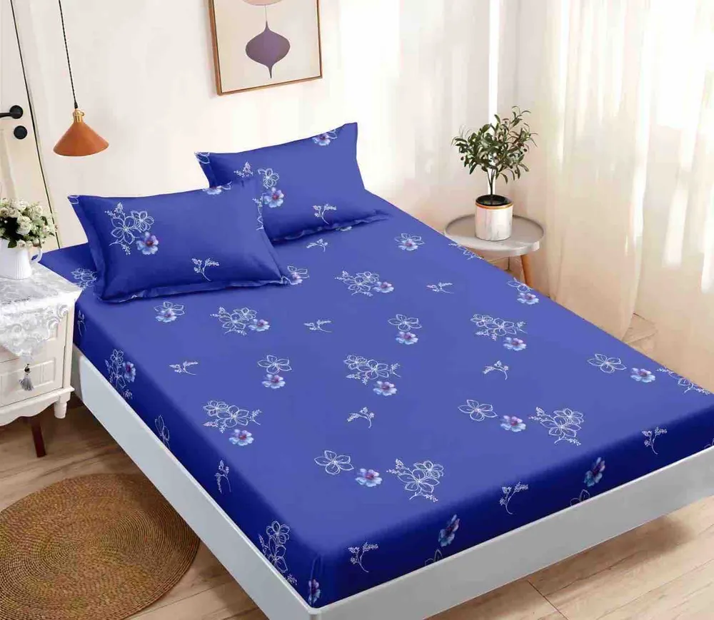 Husă de pat cu elastic, 180×200 — Albastru