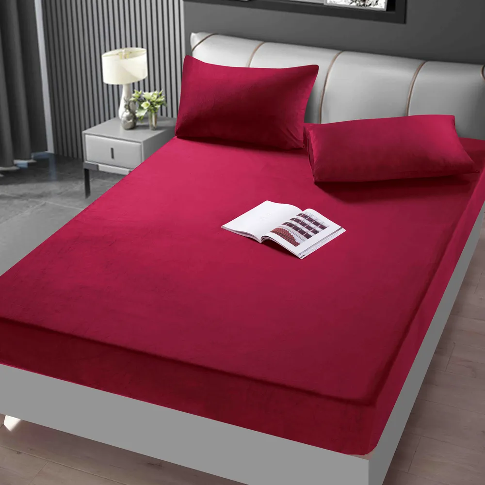 Husă de pat din catifea — Fucsia 2