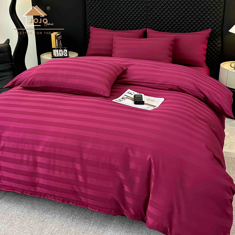 Lenjerie de pat damasc, 6 piese, bumbac 100% — Fucsia