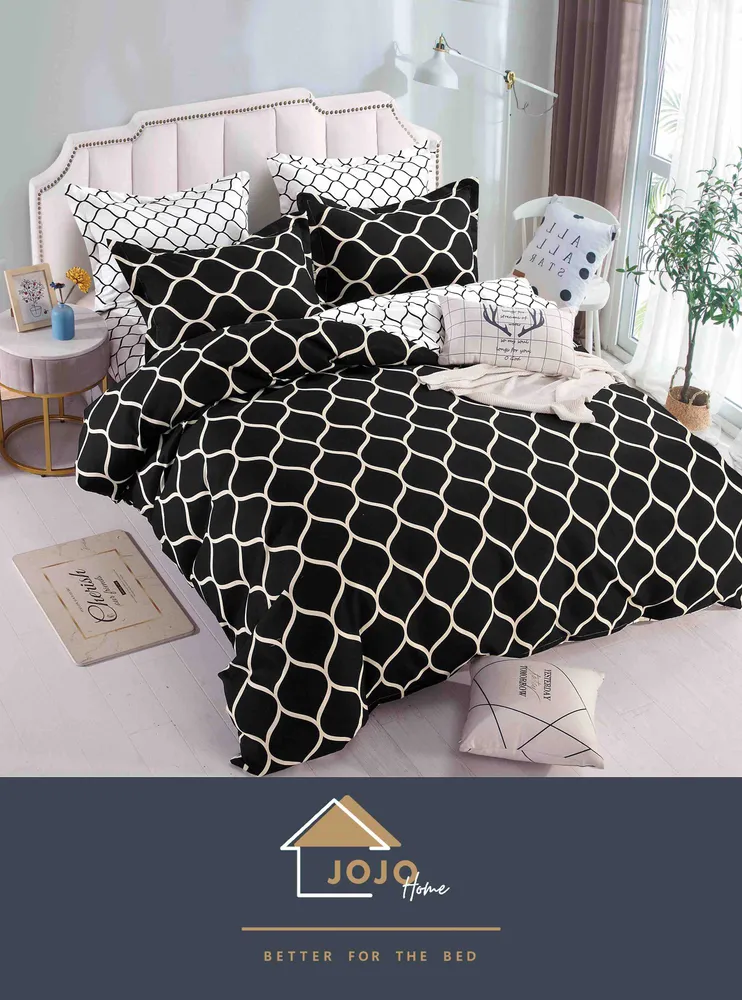Lenjerie de pat finet, 6 piese — Negru